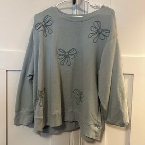 Jane and Delancey Soft Blue Sweatshirt with Bow Details